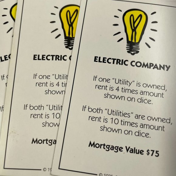 Monopoly Here Now Electric Company Property Title Deed Card Replacement 2008 u - Picture 3 of 5